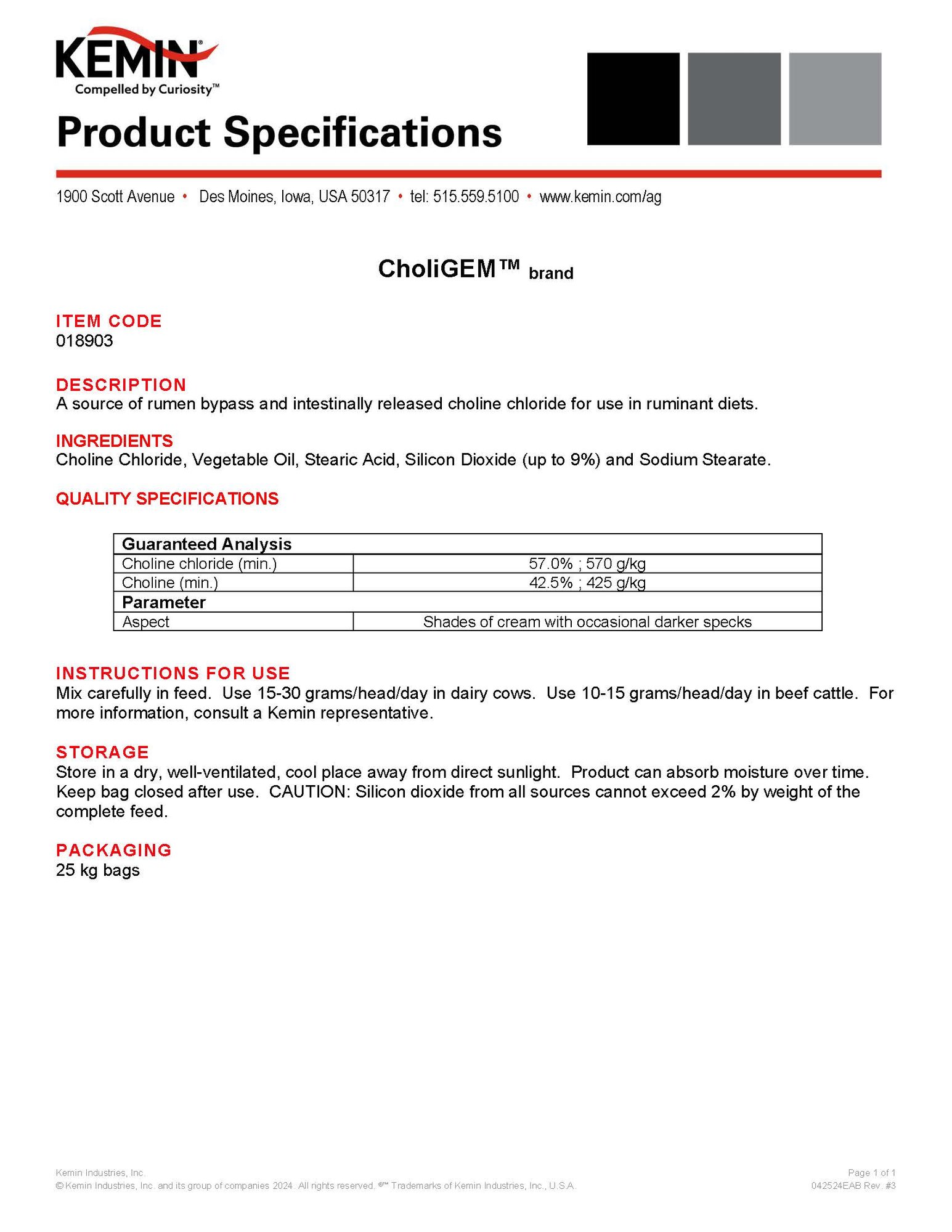 CholiGEM Spec Sheet Thumbnail